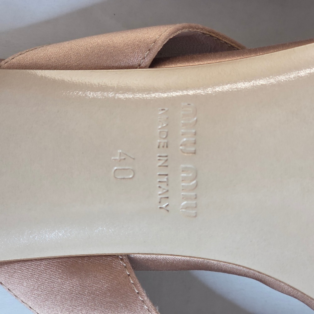 Miu Miu Cipria Shoes Satin Crystal & Pearl Wedding Bride elegant 40 US 9.5 Chic - Picture 11 of 12